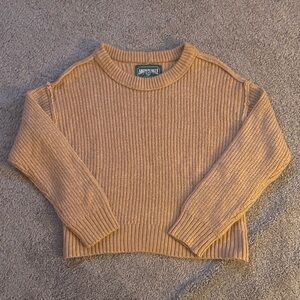 American Eagle Women's Mustard Yellow Crew Neck Cropped Sweater